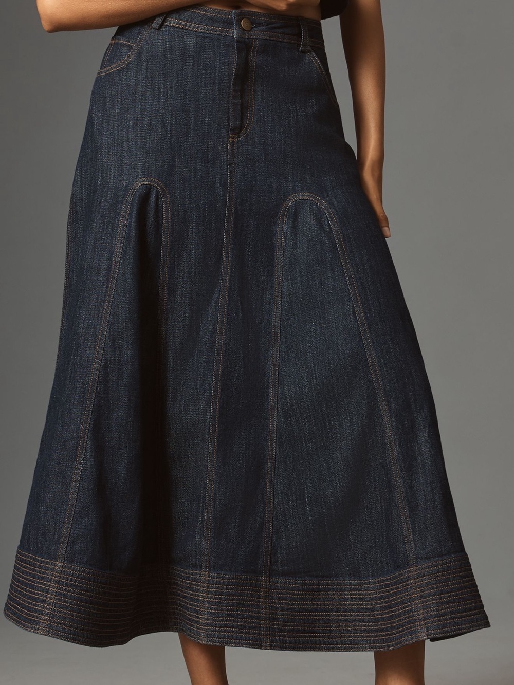 NWOT Anthropologie Pilcro Dark Indigo Denim Maxi Skirt - Picture 2 of 4